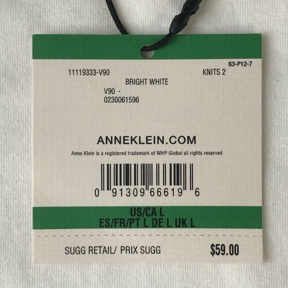 Anne Klein Women’s Scalloped Neck Tank Bright White Size Large NWT - Picture 10 of 15